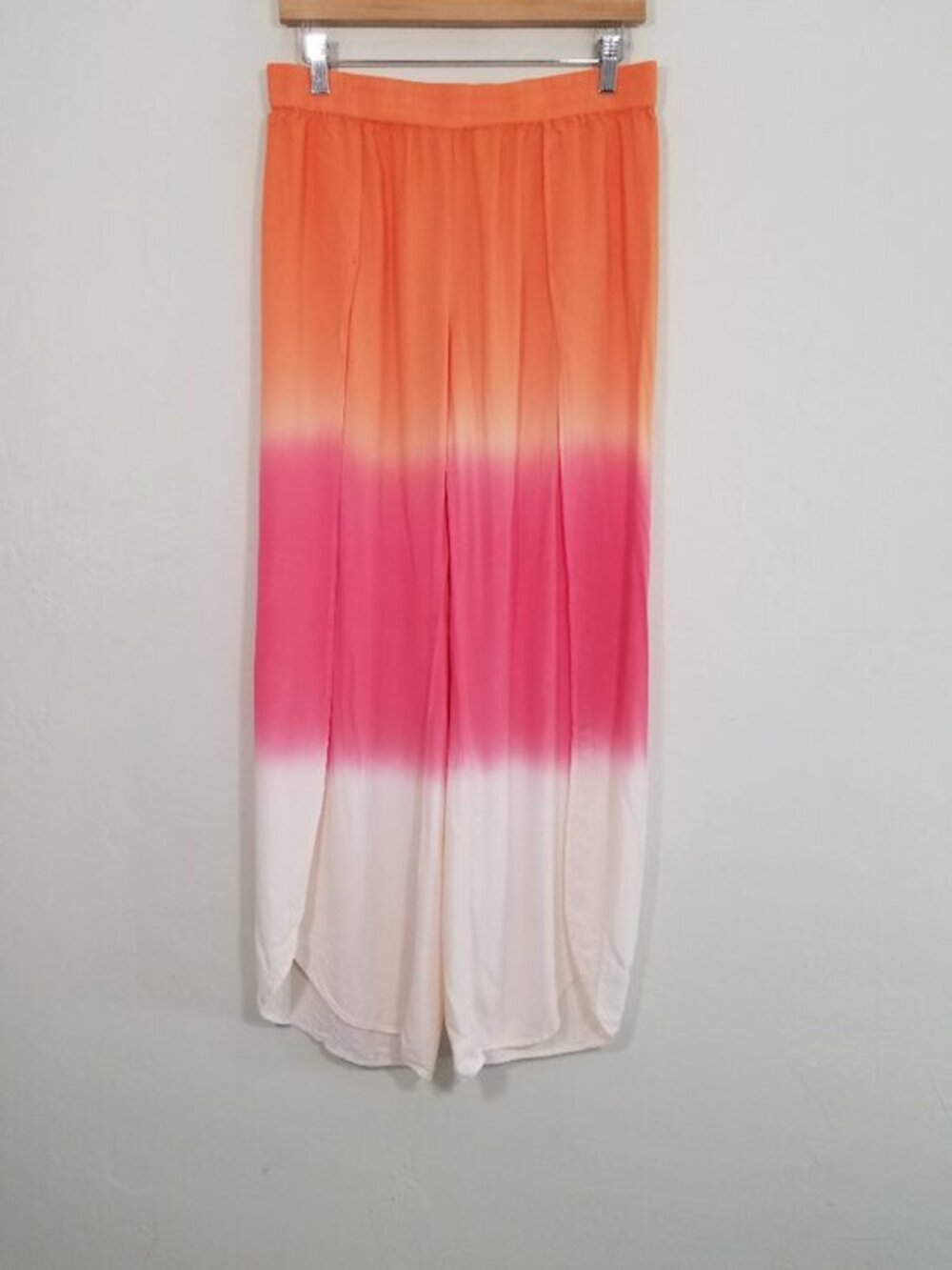 Young Fabulous & Broke YFB Aiko Ombre Tiy Dye High Rise Slit Hem Orange Pants M